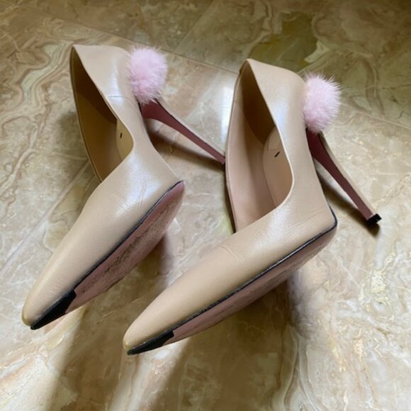 Authentic Rare FENDI Mink Trim Fur Heels Shoes - Picture 7 of 7